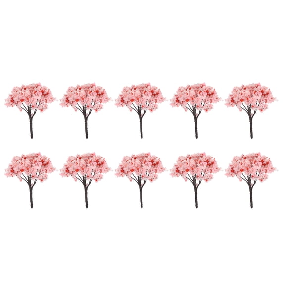 Hemobllo 10Pcs Pink Faux Cherry Blossom Branches for Model Railroad Trees and Micro Landscape Decor