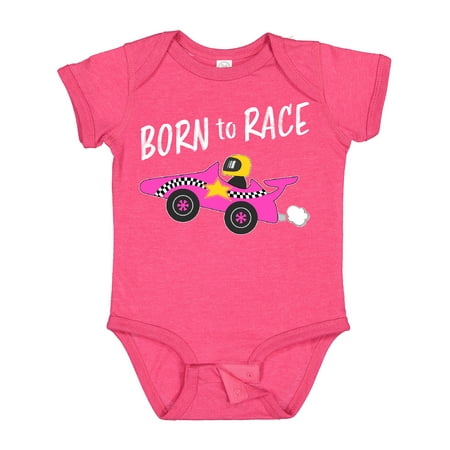 

Inktastic Born to Race- Pink Race Car Boys or Girls Baby Bodysuit