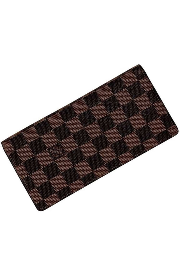 Pre-Owned Louis Vuitton Bifold Long Wallet Portefeuille Brazza f-24239 Brown Damier... (Good)