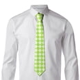 thumbnail image 4 of XMXY Green Leaf Lattice Pattern Mens Necktie Ties , Abstract Grid Formal Bussiness Wedding Party Printed Tie, 4 of 9