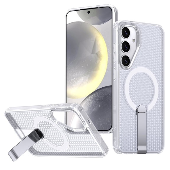 Allytechgroup Magnetic Case for Samsung Galaxy S24, Compatible with Magsafe Military Grade Protection Invisible Stand Heat Disspation Rugged Phone Case for Samsung Galaxy S24, Clear