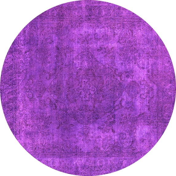 Ahgly Company Indoor Round Oriental Pink Industrial Area Rugs, 7' Round
