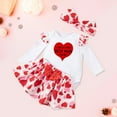 thumbnail image 2 of EnJoCho Baby Kids Valentines Outfit Love Heart 𝖱omper Ru𝖿fle Layered Shorts Headband Cute Clothes Set Party Festival Holiday Matching Siblings Twin Outfit Photoshoot Coordinated, 2 of 7
