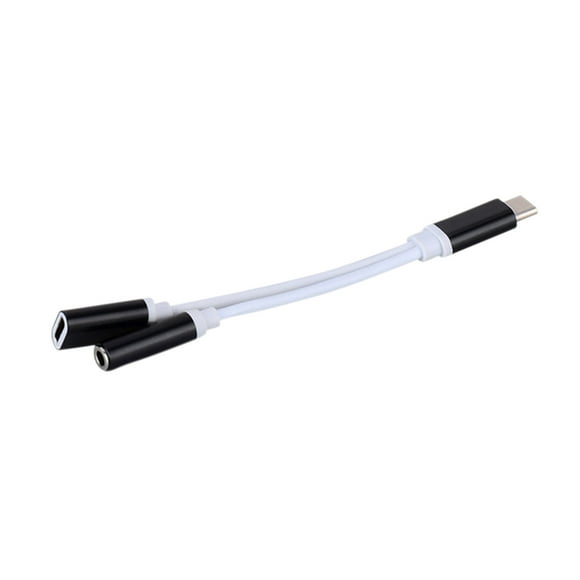 Deals! Aqestyerly Type-C To Type-C+3.5Mm Audio Adapter Headset Charging Two-In-One Adapter Electronics Gadgets Bluetooth Headset
