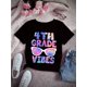thumbnail image 1 of Girls' 4th Grade Vibes Back to School T-Shirt - Soft Breathable Short Sleeve Crew Neck Tee, Casual Youth Top for First of School & Teacher Apparel, Playful Design | Comfortable Fit, 1 of 6
