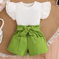 thumbnail image 2 of KPOPLK Toddler Baby Girl Summer Clothes Funny Print Short Sleeve Top Short Casual Outfit 3 6 12 18 Month 2T 3T 4T(6-9 Months,Green), 2 of 8