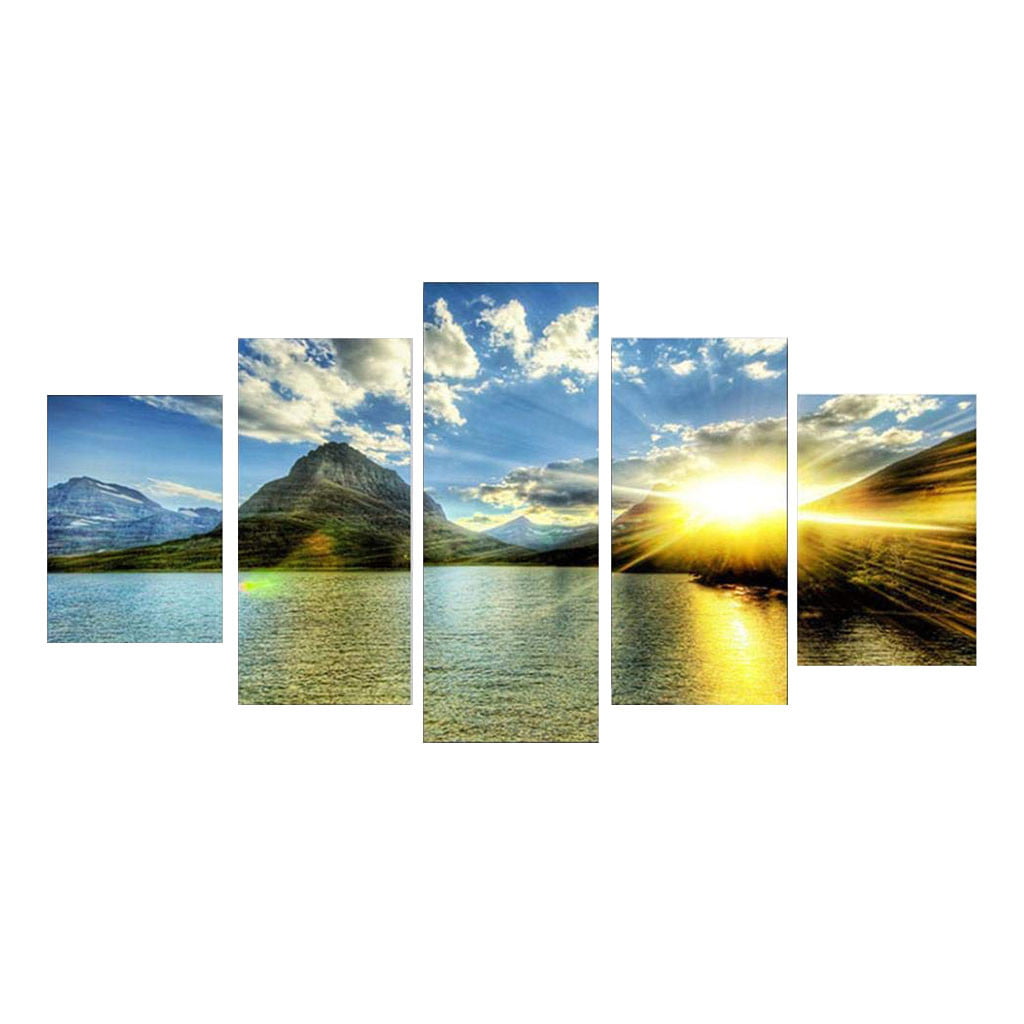 5pc Family Decoration Painting Core Sunset Sunset Sea Wave Mural Ornaments 
