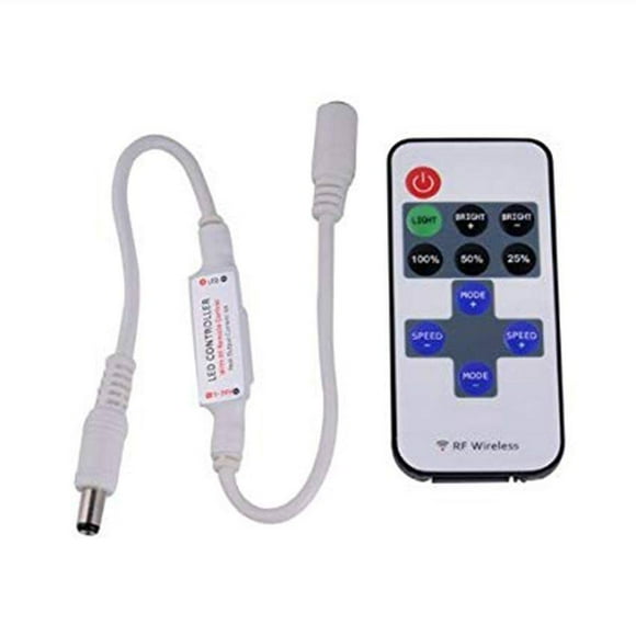 5-24V Mini LED Strip 11 Buttons Controller Dimmer Plastic RF Single Color Wireless Remote Controller