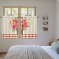 thumbnail image 3 of Spring Flowers Tier Curtains 54 Inch Length, Vintage Pastoral Floral Leaves Farm Checkered Cafe Short Curtains for Bathroom Sink, Small Kitchen Curtain Light Filtering Drapes 2 Panels 27.5"Wx54"L, 3 of 8