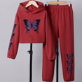 thumbnail image 2 of TAmten Girls' Clothing Set Butterfly Print Crop Top Hoodies Sweatpants 2 Piece Outfits Kids Sweatsuit Tracksuit Jogger Set(Red,9-10 Years), 2 of 6