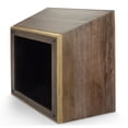 thumbnail image 6 of Square Coffee Table, Dark Brown Solid Wood Cocktail Table with Tapered Base and Brass Trim for Living Room, 6 of 9