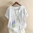 thumbnail image 2 of Vestidos Casuales Para Mujer, Blusas De Mujer De Moda Blusa tipo túnica informal de lino con estampado de peces del océano y botones de manga corta para mujer, 2 of 4