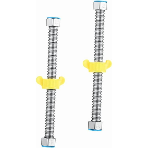HUGFEGWE 2pcs Bellows water heater supplies Iron Water Pipes Fitting flexible water heater connectors 1/2 moonshine corrugated water supply line hot and cold Faucet Stainless steel CJB91-139235