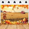 thumbnail image 1 of Tapiz para colgar en la pared con forma de espantapájaros con forma de calabaza y cosecha de otoño,, 1 of 2