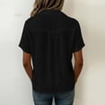 thumbnail image 5 of Edvintorg Button Down Shirts for Women Cotton Linen Turndown Collar Loose Tops Summer Short Sleeve Lightweight Casual Blouse Trendy Womens Clothes Black S, 5 of 9