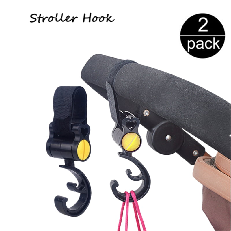 Black 2 Pack TECHSON Stroller Hooks Multi Purpose Hanger for Baby Diaper Bags Great Organizer Accessory for Mommy When Jogging Walking or Shopping