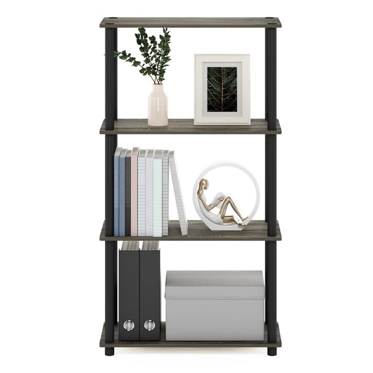 Furinno 4-Shelf Decorative Storage Shelves, Gray and Black photo 7