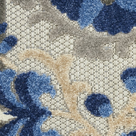 Nourison Aloha Indoor/Outdoor Natural/Blue 2'8" x 4' Area Rug, (3x4)