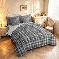 thumbnail image 2 of Manfei Vintage Grid 7-Piece King Bedding,Modern Check King Bed in a Bag,Light Black,Light Gray Reversible, 2 of 7
