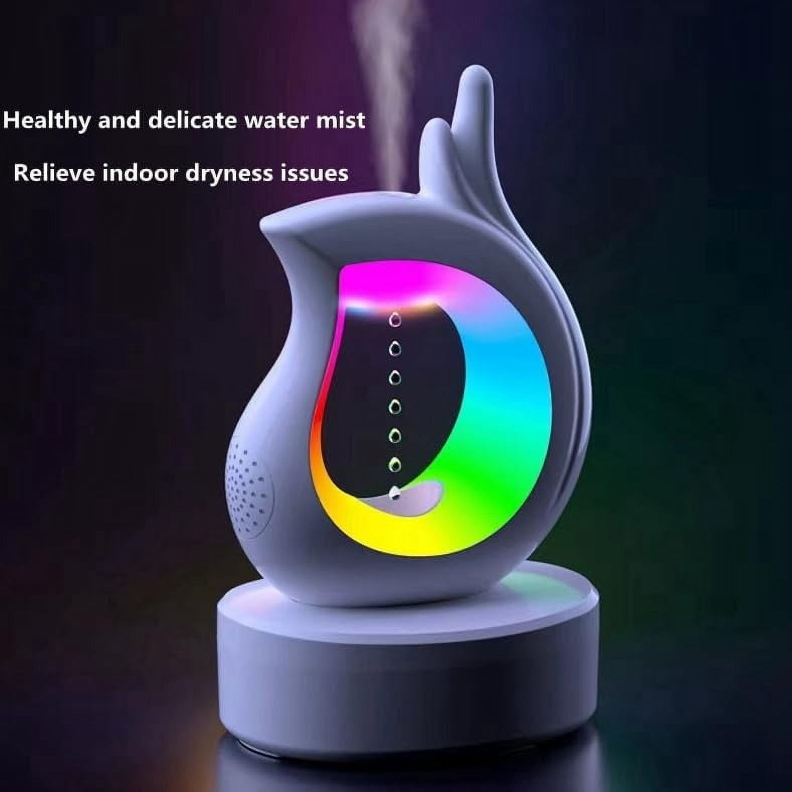 Anti Gravity Humidifier Water Drop Bluetooth Speaker with RGB LED Night Light 450ml Mist Humidifier Bedside Lamp Desktop Humidifier Auto Power-Off Protection for Large Room Bedroom Home Office