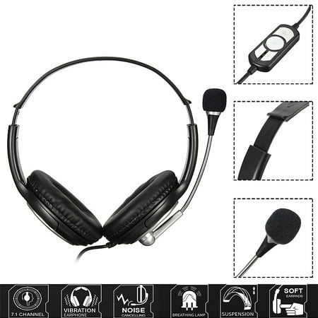 EIVOTOR Comfortable Stereo USB ClearChat Headset with Noise Cancelling Microphone for PC PC / Mobile
