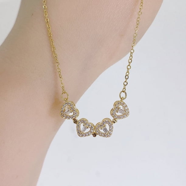 Collar de acero de titanio con trébol de cuatro hojas y múltiples usos para mujer, diseño de sentido de alto nivel, luz, lujo, amor, corazón, cadena de clavícula, collar de moda