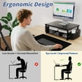 thumbnail image 2 of MEHOOM 2-Tier Monitor Stand Riser with Drawer and Pen Holders, Desk Organizer and Accessories for Laptop, Office, and Dorm Desktop Setup, Black, 2 of 8