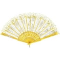 thumbnail image 7 of 30pcs Silk Folding Hand Fans,Silk Fans,Yellow Rose Fans,Perfect for Weddings, Parties, and Dancing,Yellow-Yellow-10 PACK, 7 of 7