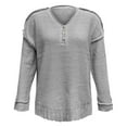 thumbnail image 2 of Duoif Sweaters for Women Trendy Women's Long Sleeve Solid Colour V Neck Sweater Loose Button Knit Shoulder Drop Sweater Women's Sweaters Womens Tops Grey L, 2 of 7