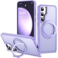 thumbnail image 1 of wonima44 for Samsung Galaxy S23 FE Case with 360° Rotatable Magnetic Ring Stand Compatible with Mag-Safe Military Protection Shockproof Matte Translucent Phone Case for Galaxy S23 FE,Purple, 1 of 1