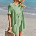 thumbnail image 7 of Htigea Clearance Women's Summer Casual Sleeveless Romper Loose Spaghetti Strap Overalls Shorts Jumpsuit with Pockets 2025 Clothes Clearance Sale Green,M, 7 of 7