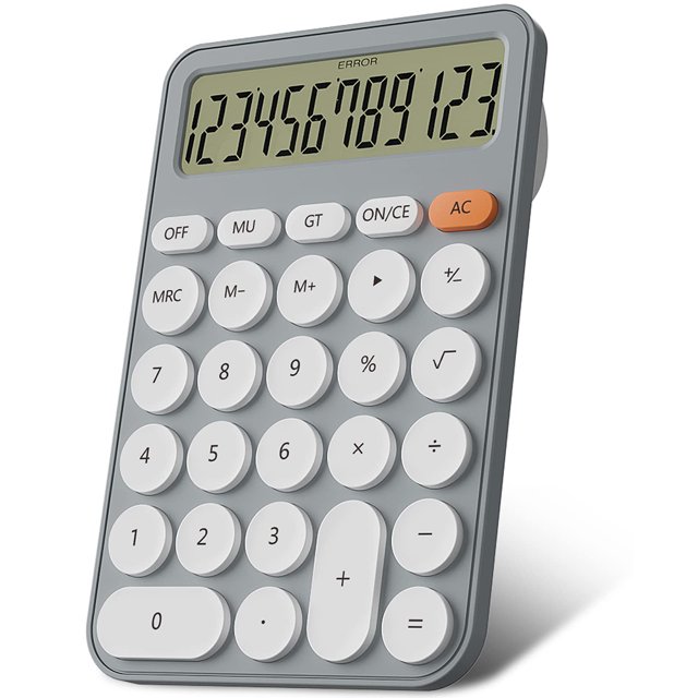 Calculadora escolar de 12 dígitos, tamaño de mesa 16 x 11 cm, botones grandes, pantalla LCD fácil de usar, pantalla inclinable 15° para calculadoras infantiles