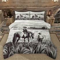 Manfei Western Cowboy Queen Comforter Set,Rustic Farm Animal Bedding Sets,Country Farmhouse Lodge Bedding Comforter Set For Boys Teens,Super Cozy Room Decor Reversible,3-Piece