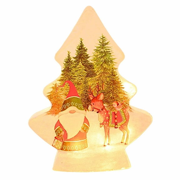 Stony Creek 8.50In Gnomes W/Red Hat Christmas Tree, Glass, Winter Pines Santa Grh1263 Deer