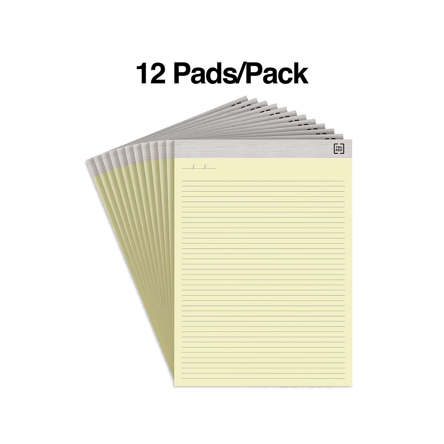 Staples TRU RED Notepads 8.5" x 11.75" Narrow Ruled Canary 50 Sheets/Pad 12 Pads/Pack (TR57383)