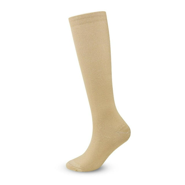 Unisex Plain High Elastic Compression Socks Knee-high Closed Toe Mesh Breathable Non-slip Stockings
