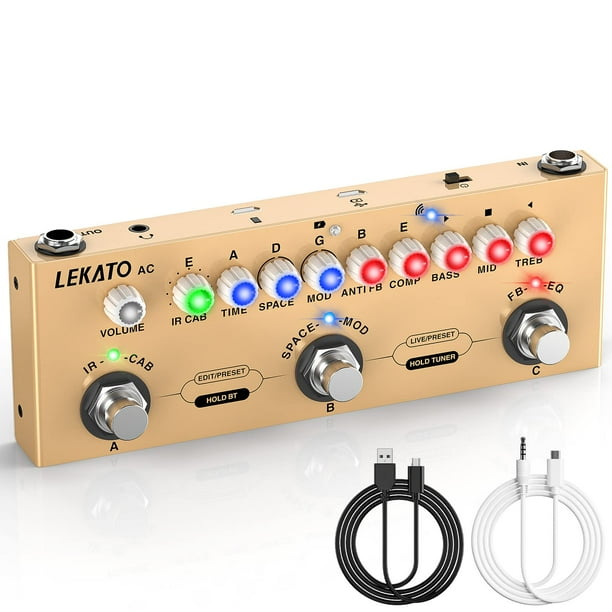 Pedal multiefectos LEKATO para guitarra acústica con Bluetooth