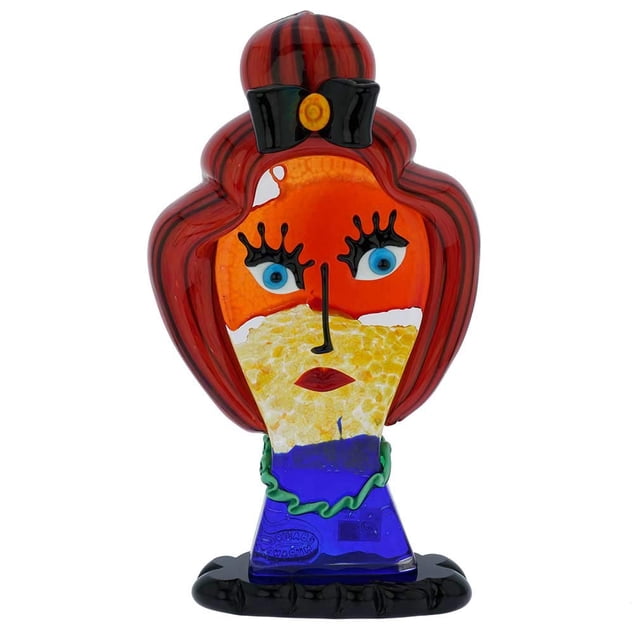 GlassOfVenice Tête de Picasso en Verre Murano pour Femme avec Cheveux Rouges en Pain