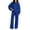 Blue #01, variant on 2 Piece Lounge Sets for Women Casual Sweatsuits Crew Neck Oversized Sweatshirt & Wide Leg Pants Soft Fleece Lining Workout Airport Matching Set Tracksuit Fall Winter Outfits