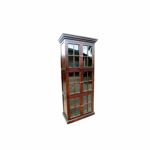 6 Door Library Bookcase Com, Ameriwood Home Quinton Point Bookcase With Glass Doors Espresso