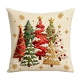 thumbnail image 2 of MYUNNIL Christmas Decorative Throw Pillow Covers, 18 x 18" Farmhouse Beige Double Sided Embroidered Xmas Tree Pattern Linen Cushion Case for Sofa Bedroom Office Decor, 2 of 5