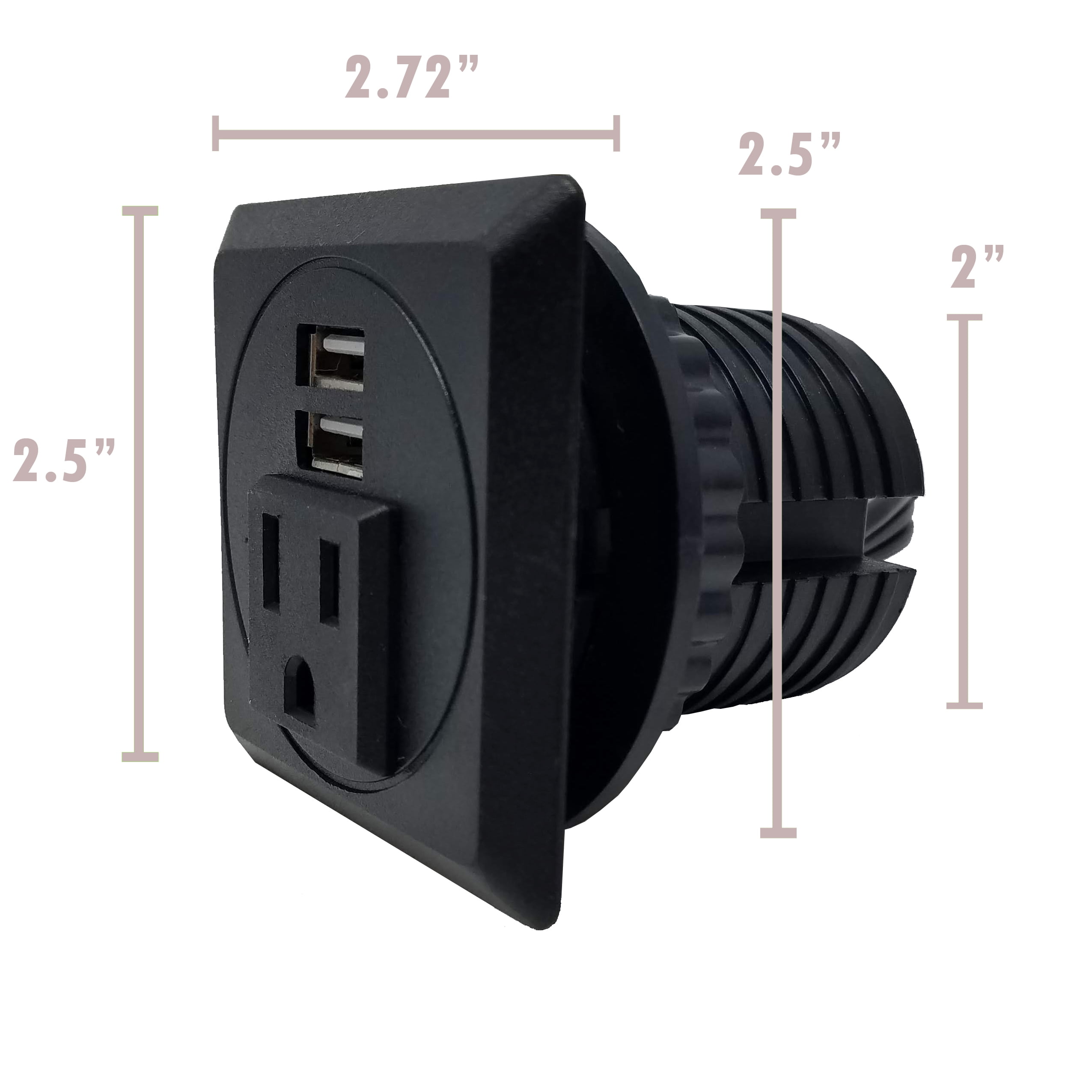 ImpecGear Square Power Grommet - Black - Fit 2" - 2.5" Hole