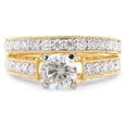 thumbnail image 2 of 1 1/2 CTTW Center 6MM Round Cut Lab Created Moissanite Diamond Milgrain Wedding Bridal Ring Set In 14K Yellow Gold Over Sterling Silver(G-H Color,VVS1 Clarity,1.50 Cttw)Ring Size-7.5, 2 of 8