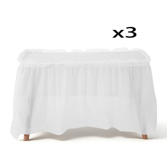 3 Pcs Table Skirt 29 Inch*14 Ft Plastic Table Cover Graduation Tablecloths for Grad Wedding Bridal Shower Birthday Spring Graduate Party Decor ，White