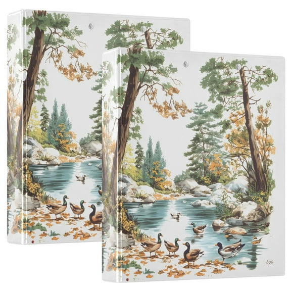 joogoo Ducks View Hardcover 3 Ring Binder 1.5" Round Rings Interior Pockets Binders Organizer 2 Pack