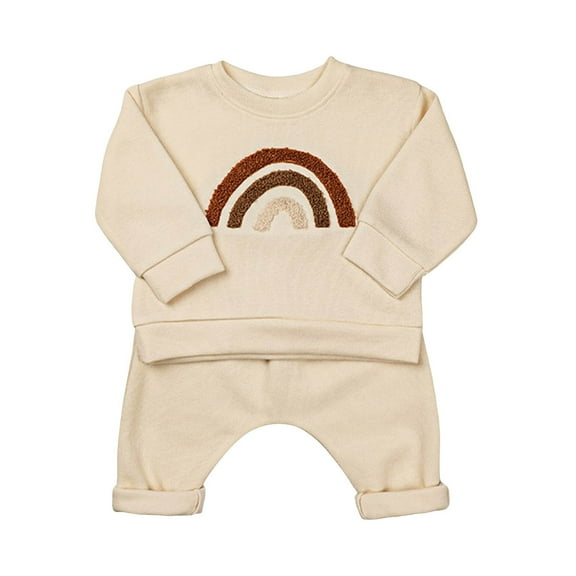 Kedxroy Baby Boy Fall Clothes Toddler Fall Outfit Boy Fall Winter Print Sweatshirt Shirt Pants Winter Outfit(Beige,0-3 Months)