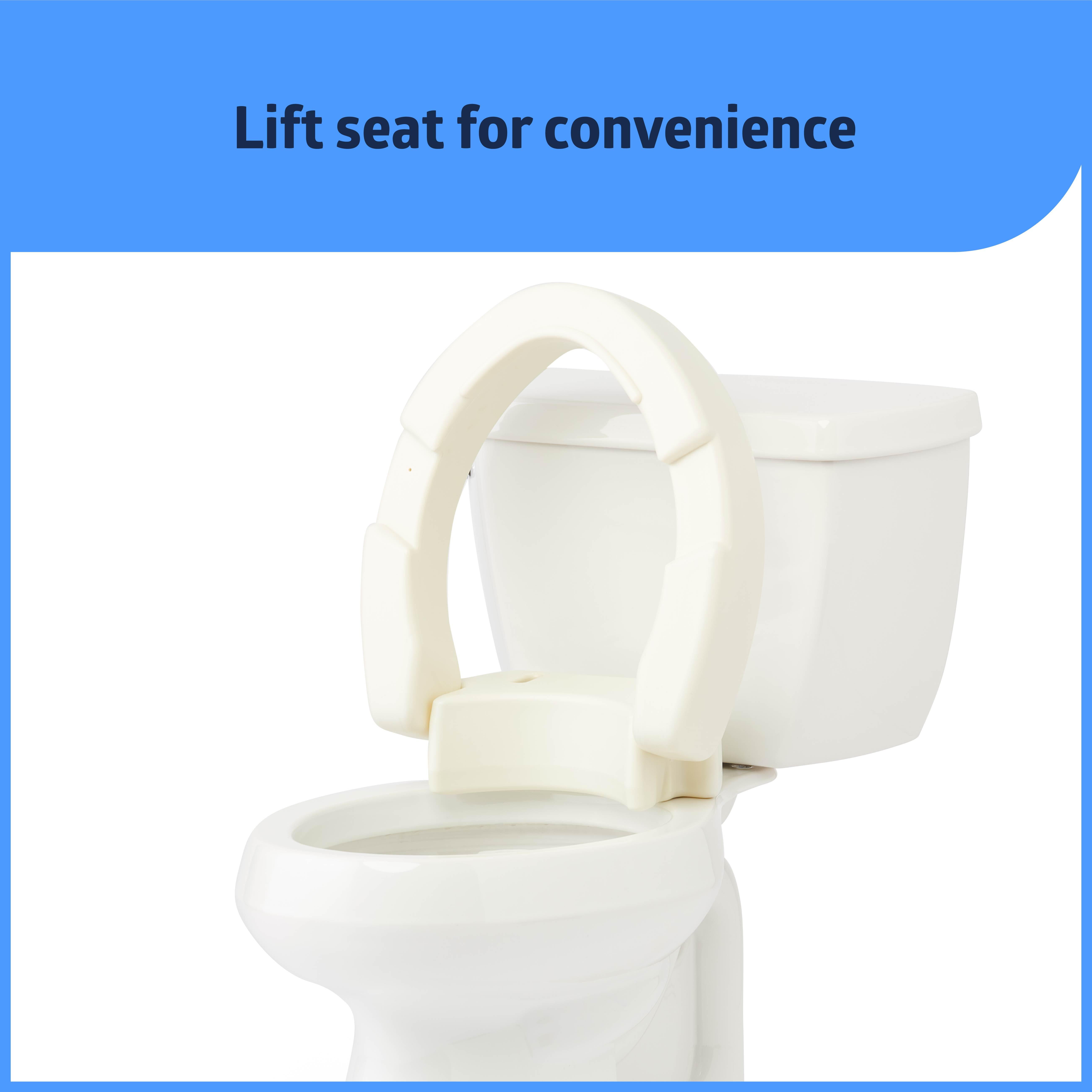 Medline Elongated Toilet Seat Riser for Seniors, Hinged, Fits Most Toilets, 400 lb Weight Capacity, White