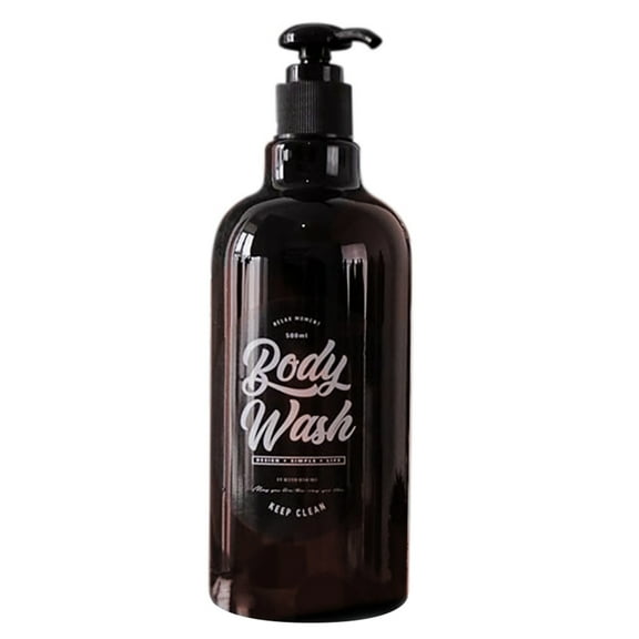 Plastic Storage Shampoo Shower Gel Body Wash Bottles Dispenser Soap Press 500ML Brown WO