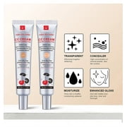 CC Cream with Centella Asiatica, Color Correcting CC Cream Lightweight Skin Perfector Tinted Moisturiser, Full Coverage Invisible Pores Face Concealer Makeup CC Cream Light with SPF 25 (Light*1 PCS)
