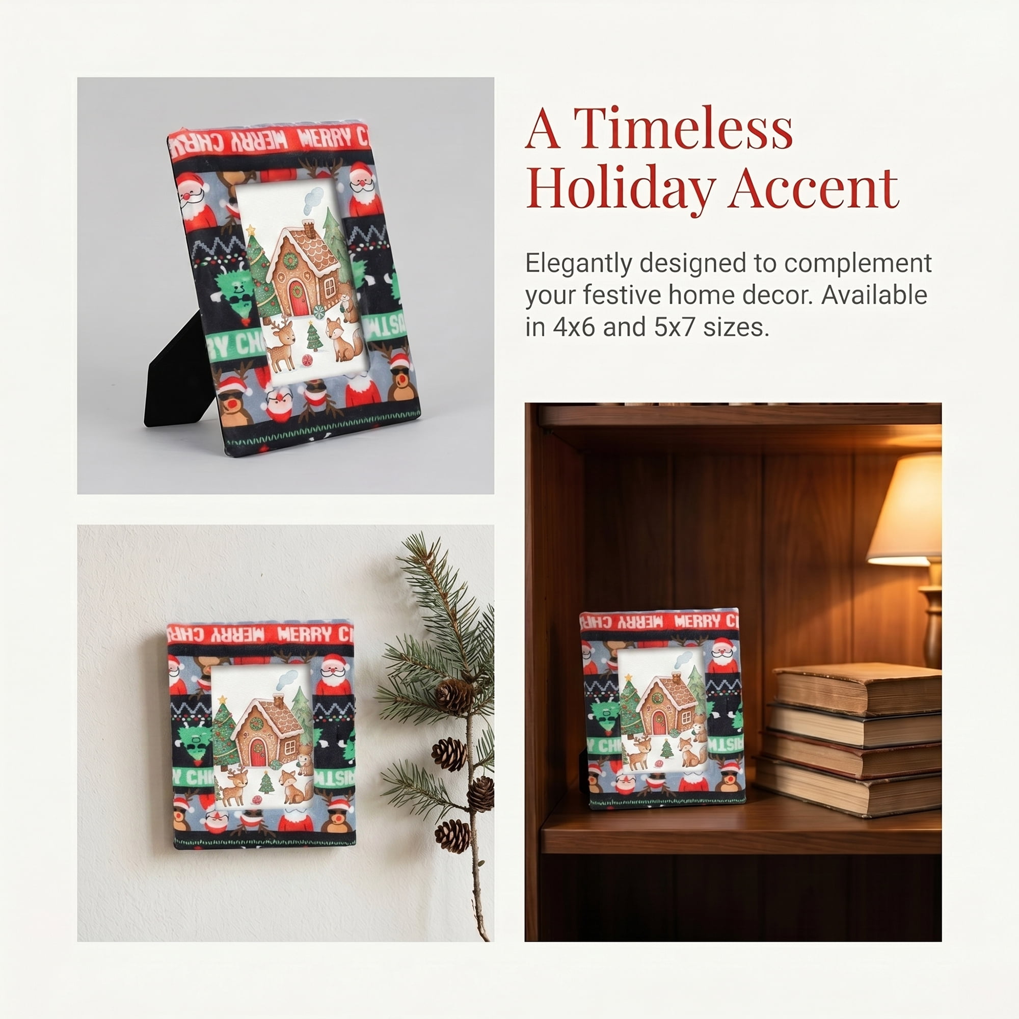Unique Bargains Plush Furry Cozy Holiday Photo Frame Black Christmas Tree 5" x 7"